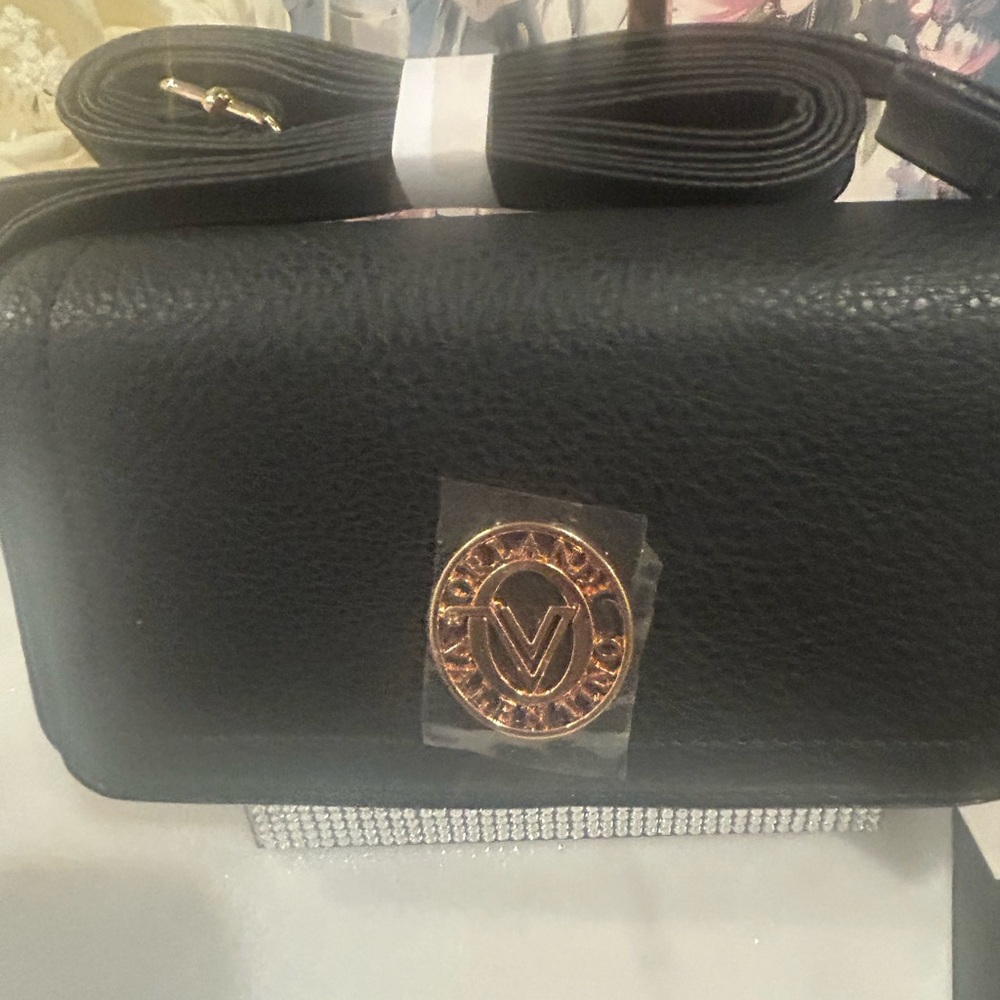 Valentino Orlandi Black Crossbody with Gold Accent